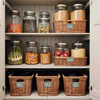 Hygge & Sage Pantry Labels for Containers Preprinted - 180 Waterproof Labels, Durable, Removable Kitchen Stickers, Clear with White Print. Perfect for use on Basket Labels, Pantry, and Refrigerator.