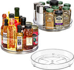 Sorbus 9 Inch Clear Lazy Susan Organizer Set, 2 Flat Turntable Organizer for Spice Organization for Cabinet, 1 Tall Lazy Susan for Kitchen, Home, Office, Closet, Classroom, Laundry Room Organization