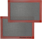 Perforated Silicone Baking Mat for Jelly Roll Pan, Non-Stick Eclair Baking Mat for 10 x 15-inch Tray Pan, 2 Pcs Mesh Cookie Sheet Liner for Homemade Bread, Sugar Cookie and Pastry