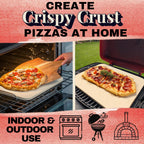 Pizza Stone for Oven and Grill Set - 5PCS Pizza Making Accessories Kit - 15 inch Pizza Stone with Handles, Pizza Peel, Pizza Cutter, Dough Tool - Baking Stone for Bread - Large Rectangular Oven Stones