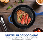 Utopia Kitchen Pre Seasoned Chefs Pan Cast Iron Skillet Frying Safe Grill Cookware for indoor & Outdoor Use (Blue, 10.25 Inch (Pack of 1))