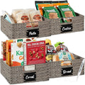 Best Choice Products Set of 4 13x12in Water Hyacinth Pantry Baskets, Woven Organizers w/Chalkboard Label, Chalk Marker - Gray