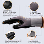 TitanFlex Work Gloves Microfoam Nitrile Coated Men Women, Safety Warehouse Gloves with Grip, Touchscreen, Seamless Knit Nylon
