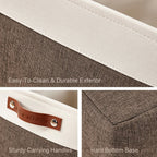 DECOMOMO Storage Baskets for Shelves - Fabric Storage Bins, Linen Closet Organizers and Storage (Brown & White, XL - 3 Pack)