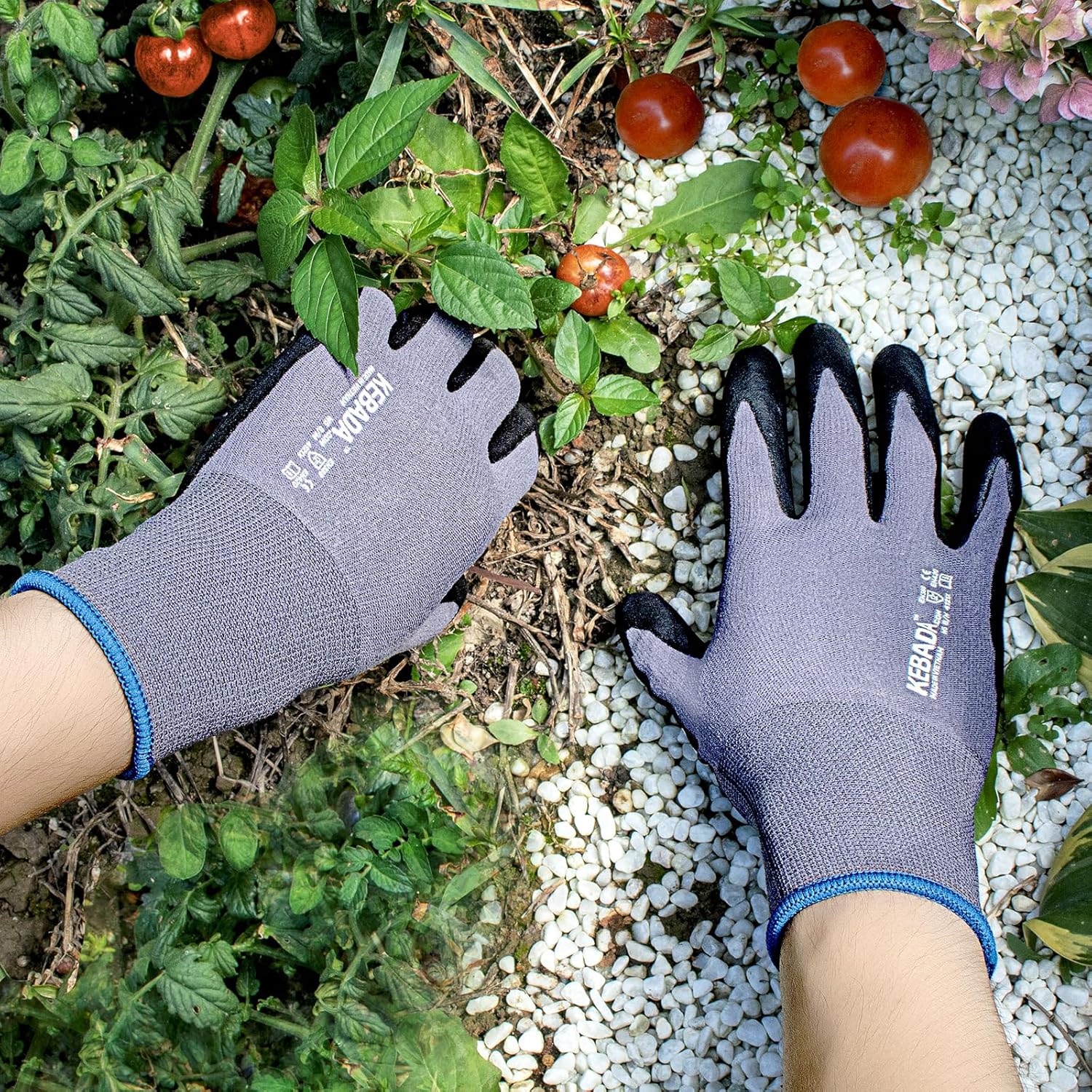 Kebada Work Gloves for Men and Women, Foam Nitrile Coated Safety Gloves with Grip, Ideal for Warehouse Package Handling, Gardening, Mechanic and Construction, XS