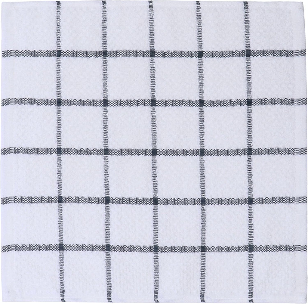 Cotton Grid Dish Cloths, Terry Cleaning Rags, 12 x 12 Inches, Light and Soft, Quick Drying Dish Rags, 8pc/Set (Grey)