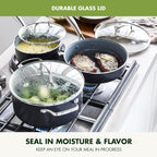 GreenPan 17 Piece Nonstick Swift Cookware Set, Ceramic PFAS-Free Pots & Pans with Lids, Dishwasher & Oven/Broiler Safe to 600F, Kitchen Cooking Set, Sauce, Saute, Stock, Griddle, Frying Pans, Gray