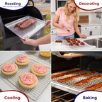KITCHENATICS Heavy Duty Half Sheet Cooling Racks, Rust Resistant Stainless Steel Baking Racks, Wire Racks Fit Half Sheet Pan, Bacon Grill Rack for Oven, Cookie Cooling Racks 11.8" x 16.9" IN, Set of 2