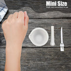 2 Sets Mini Porcelain Mortar and Pestle Set Porcelain Herb Grinder Crusher Grinding Bowl Kitchen Mixing Grinding Bowl with 2 Pieces Brushes for Seasonings, Sesame, Herbs, Medicine(60 mm)