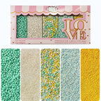 Confect Cake Sprinkles Mix Pack of 5 – Sky Blue, Yellow & White – Pearl Dragees, Jimmies, Sparkling Sugar – Baking Decorations for Cakes, Cupcakes, Cookies & Desserts- Vegan, Gluten-Free, Nut-Free, Soy-Free, Dairy-Free, Palm Oil-Free- 5 Oz