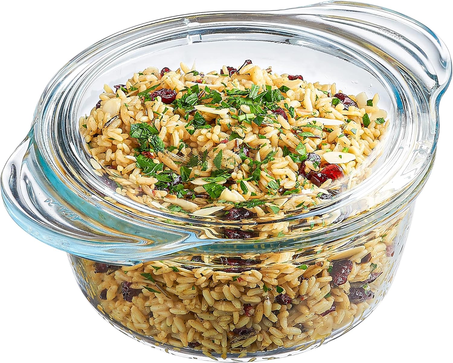 Glass Casserole Dish by Simax Clear Glass Round Casserole Dish with Lid and Handles Covered Bowl for Cooking Baking Serving etc. Microwave Dishwasher Oven and Stove Safe Cookware 1.75 Quart