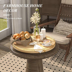 16 Inch Rustic Lazy Susan Turntable – Solid Oak & Iron Wood Rotating Tray for Dining Table, Kitchen Counter, Coffee Table – Farmhouse Style Large Wooden Lazy Susan Organizer for Home Décor