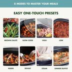 GreenPan Elite 8-in-1 Programmable 6QT Electric Slow Cooker, Dishwasher Safe Lid & Removable Crock, PFAS-Free Healthy Ceramic Nonstick Multi-Cooker, Sear, Sauté,Brown, Steam Basket, Roast, Deep Teal