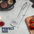 Zulay Kitchen Stainless Steel Metal Spatula – Lightweight, Strong & Durable Metal Turner – Easy to Use, Comfortable Grip, Heat Resistant & Dishwasher Safe – Perfect for Home Cooks & Chefs (14.8")