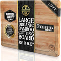 Deer & Oak Premium Large Bamboo Cutting Board – 15" x 9.8" x 0.8" Wooden Chopping Board for Meat and Vegetables, Pre-Oiled, Water Resistant, Knife Friendly