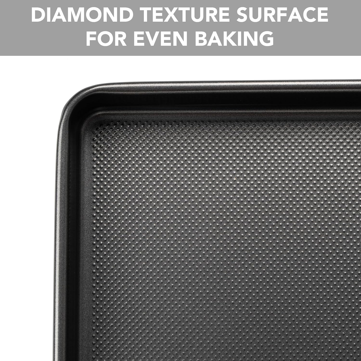 Tiawudi Baking Sheet Pan Set, 0.8mm Thick Heavy Duty Cookie Sheet with Diamond Texture Pattern, Nonstick Baking Tray for Oven, Carbon Steel Half, Jerry Roll Pan, Set of 3