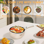 Dezin Hot Pot Electric Upgraded, Non-Stick Sauté Pan, Rapid Noodles Electric Pot, 1.5L Mini Portable Hot Pot for Steak, Egg, Fried Rice, Ramen, Oatmeal, Soup with Power Adjustment
