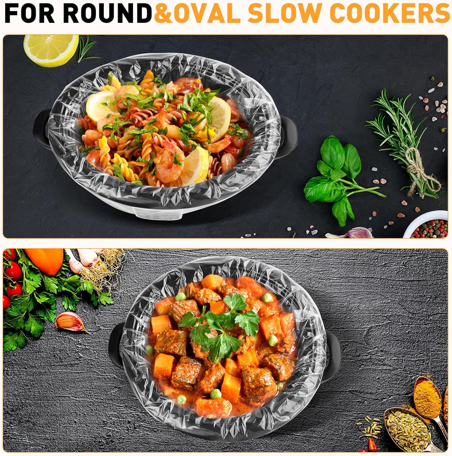 40 Pack Slow Cooker Liners, Large Size 13"x 21" Cooking Bags Disposable Pot Liners, Plastic Slow Cooker Bags Fits 3-8 Quarts, BPA Free, Suitable for Oval & Round Pot