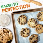 NutriChef Nonstick XL Cookie Sheet Baking Pan - Extra Large 22" x 16" Carbon Steel Oven Baking Sheet for Pastries, Desserts, & More - Dishwasher Safe, Gold