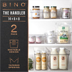 BINO | Plastic Storage Bins, Medium - Deep | THE HANDLER COLLECTION | Multipurpose Organizer Bins | Kitchen Pantry Organizers and Storage | Clear Containers for Organizing Home | Freezer Organizer