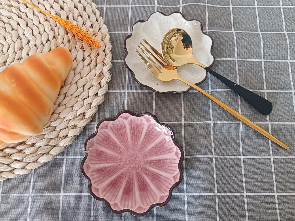 Ceramic Spoon Rest for Stove Top, Flower Cute Spoon Rest for Kitchen Counter, Cooking Spoon Holder for Kitchen Counter, Utensil Rest Spatula Rest Ladle Holder Tong Rest, 1 PC (Ice Cracks, Pink)