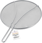 U.S. Kitchen Supply Stainless Steel Splatter Guard 13" Fine Mesh Cover, Grease & Oil, Splatter Screen for Frying Pan, Cooking Pots, with Resting Feet