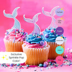 Sprinkle Pop Mermaid Glam Sprinkle Mix| Pink Aqua Fuchsia Lavender Purple Sprinkles with Silver Metallic Dragees| Decorating Sprinkles Made in USA for Girl Birthday Cupcakes Donuts Cakes Cookies, 4oz