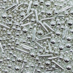 Silver Sprinkles Candy Mix Size Edible Pearls Cake Decorations Cupcake Toppers Cookie Decorating Perfect for Wedding Party Valentine Halloween Christmas Supplies 4.58OZ
