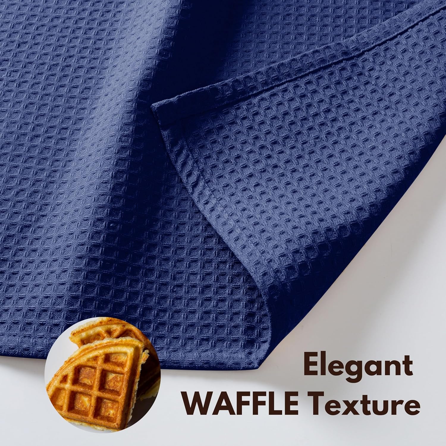 Native Fab Waffle Kitchen Towels - 12 Pack, 100% Cotton Soft, Absorbent, Durable, Washable Dish Towels, Quick Drying, Dishcloths for Cleaning, Cooking, Everyday Kitchen Tasks, 16x26 inches - Ink Blue