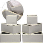 DIOMMELL 12 Pack Foldable Cloth Storage Box Closet Dresser Drawer Organizer Fabric Baskets Bins Containers Divider for Baby Clothes Underwear Bras Socks Lingerie Clothing,Grey 444