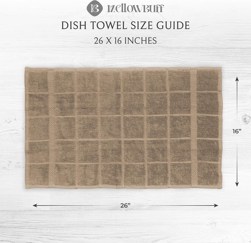 100% Cotton Terry Dish Towels, 4 Pack Plain, 16 x26 Inches, Super Soft and Absorbent Kitchen Towels, Perfect for Kitchen Cleaning and Dish Washing | Tan