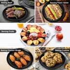 P&P CHEF 10 Inch Pizza Pan, 3 Pieces Stainless Steel Round Pizza Tray Dish Plate For Oven Baking Roasting, Healthy & Heavy Duty, Rust Free & Dishwasher Safe -Black