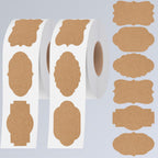 600 PCS Kraft Paper Stickers, 6 Fancy Shapes Labels Self Adhesive Blank Stickers Crafts, Homemade Food Jars, Gift Tags, Name Labels, Envelope Labels, Home Office Business Uses (1.2'' x 2'') (Heba496)