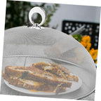 Hemoton Stainless Steel Mesh Dome Food Cover Protector, Round Mesh Screen Food Tent for Kitchen, Outdoor, Picnic, Reusable, Large, Black, 15.7-Inch (Silver L)