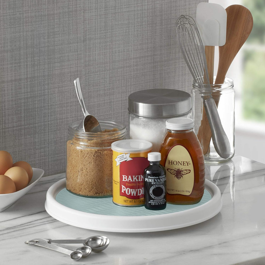 Copco Basics Non-Skid Pantry Cabinet Lazy Susan Turntable, 12-Inch, White (Pack of 2)