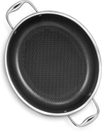 HexClad Hybrid Nonstick 6.5-Quart Oval Dutch Oven with Stainless Steel Lid, Stay-Cool Handles, Dishwasher-Friendly, Oven-Safe Up to 900°F, Induction Ready, Compatible with All Cooktops