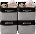 DECOMOMO Storage Baskets for Shelves - Fabric Storage Bins, Linen Closet Organizers and Storage (Grey & Black, Large - 4 Pack)