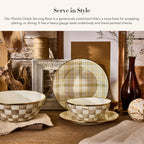 MACKENZIE-CHILDS Enamel Serving Bowl, Enamel Serveware Bowl, 12 Inches, Brown-and-White Mocha Check
