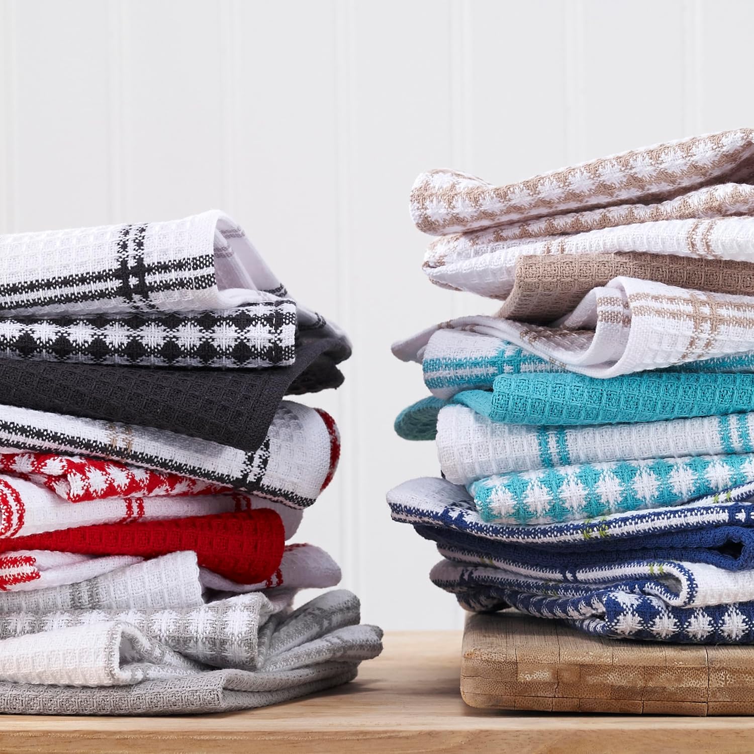 T-fal Premium Waffle Dish Cloths (8-Pack), 12"x13" Highly Absorbent, Super Soft Long Lasting 100% Cotton Flat Waffle Dish Towel for Washing Dishes, Neutral