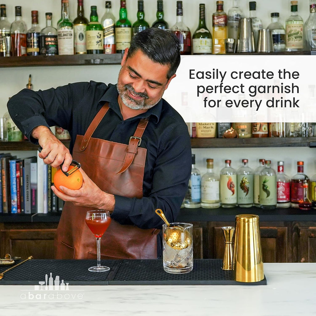 A Bar Above Gold Citrus Peeler, Premium Stainless Steel Fruit Peeler for Oranges, Lemons, and Garnishes, Ergonomic Bar Tool for Peeling Citrus, Cocktail Garnish Zester, Bartender Tool for Home and Bar