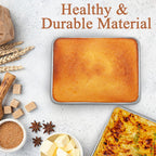 LIANYU Baking Pan Set of 2, 12⅓ x 9¾ x 2 Inch Cake Lasagna Brownies Casseroles Pan, Rectangle Stainless Steel Bakeware Set for Baking Roasting Toaster Oven, Dishwasher Safe