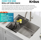 KRAUS Multipurpose Over-Sink Roll-Up Dish Drying Rack, Colander and Trivet in Aqua, KRM-10AQ