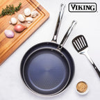 Viking 3-Ply Non Stick Frying Pans, 2-Piece Hybrid Plus Stainless Steel, 9.5 and 11 Inch, Silver