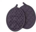 Sticky Toffee 9-Piece Kitchen Set – Gray 100% Cotton Terry Dish Towels, Dishcloths, Oven Mitts, and Pot Holders with Non-Slip Silicone Grip, Oeko-Tex Cotton
