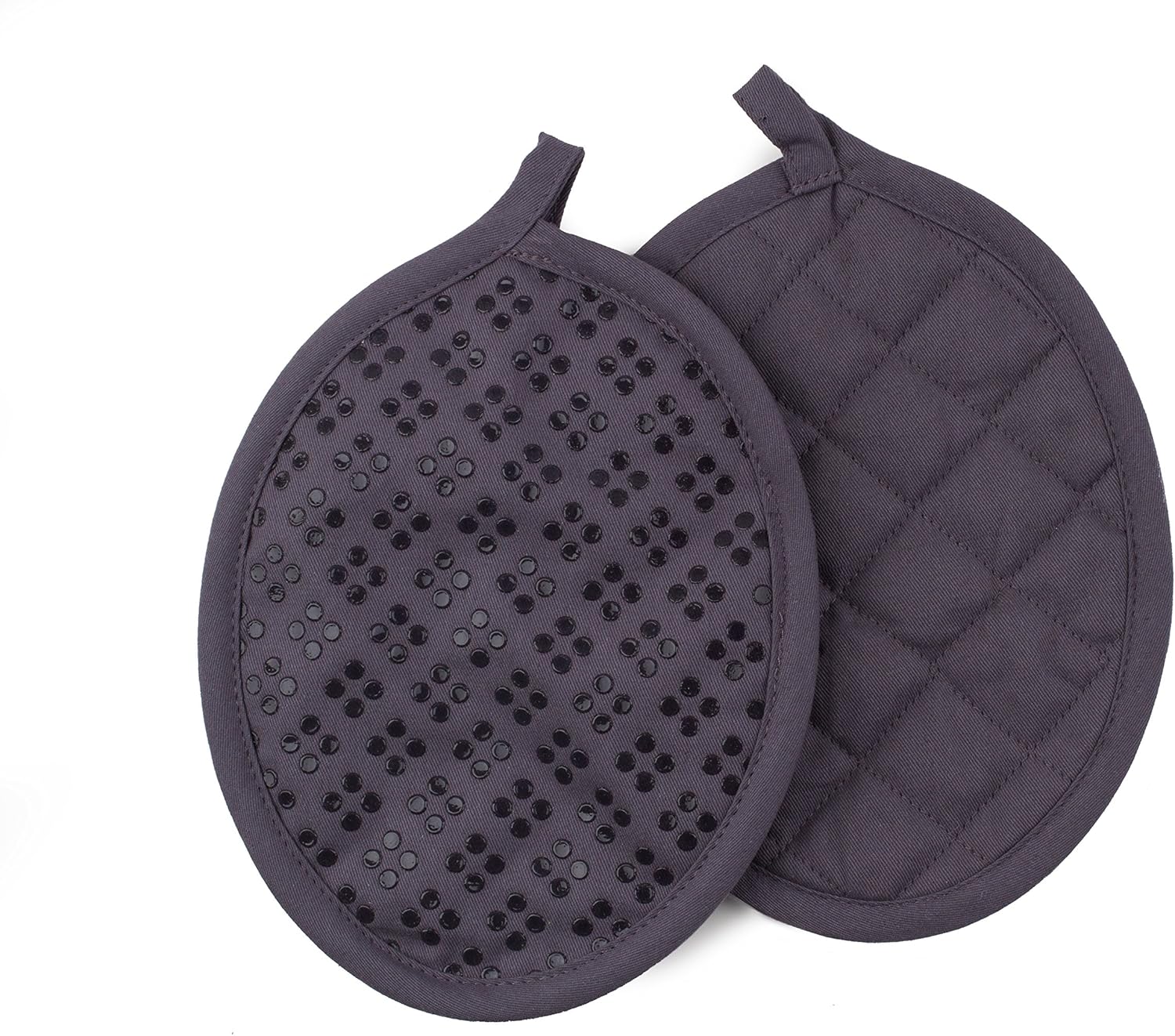 Sticky Toffee 9-Piece Kitchen Set – Gray 100% Cotton Terry Dish Towels, Dishcloths, Oven Mitts, and Pot Holders with Non-Slip Silicone Grip, Oeko-Tex Cotton