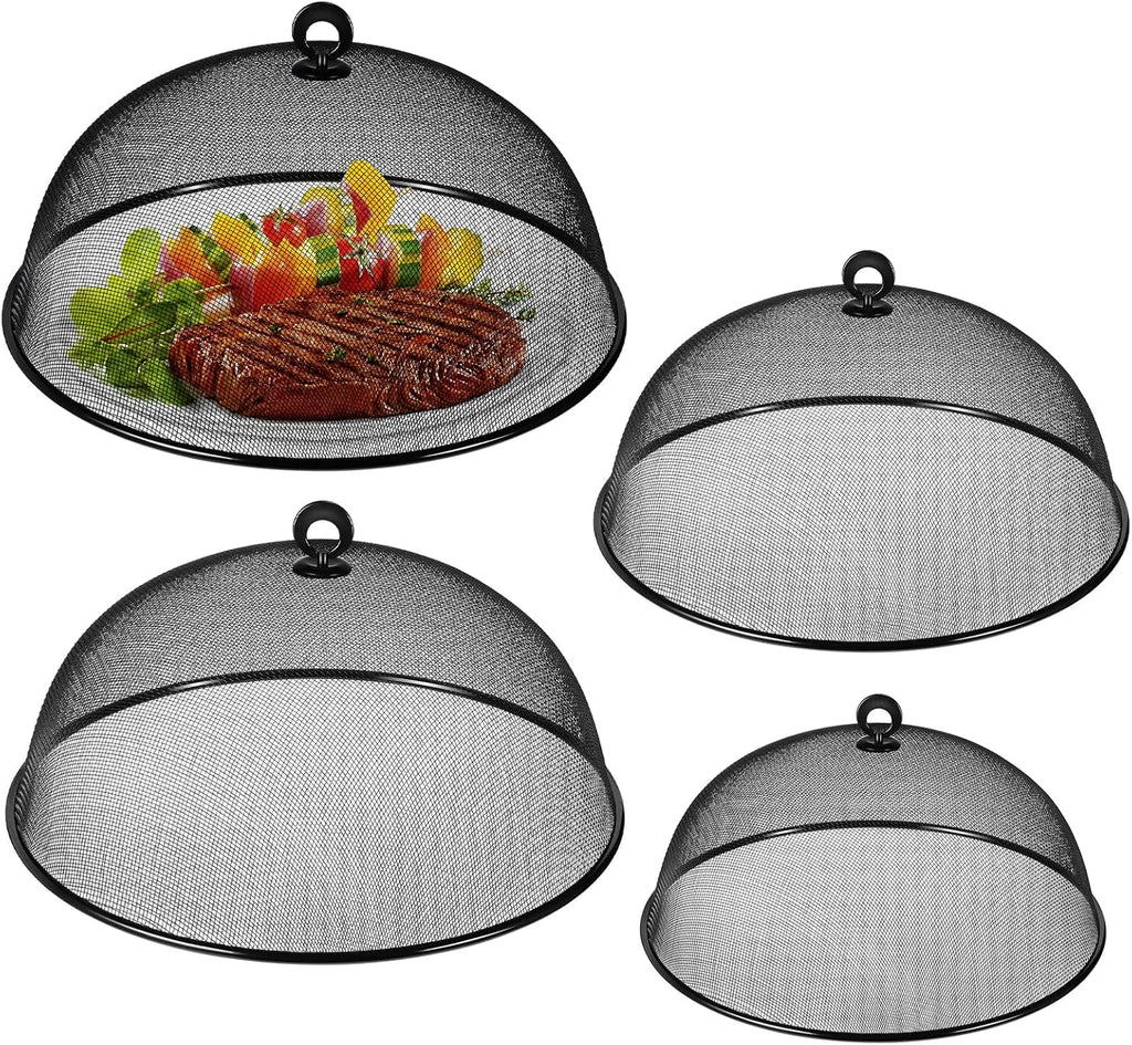 4 Pcs Metal Mesh Food Cover 14'' 12'' 11'' 10'' Food Screens for Outdoors Food Domes for Outdoor Picnic Food Net Covers for Outside Keep out Flies for Table Picnic Camping