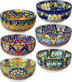 vancasso Cereal Bowls Set of 6, Bohemian Ceramic Soup Bowls, 28 oz Colorful Bowls Set for Kitchen, Dishwasher & Microwave Safe for Salad, Pasta, Rice, Oatmeal, Fruit