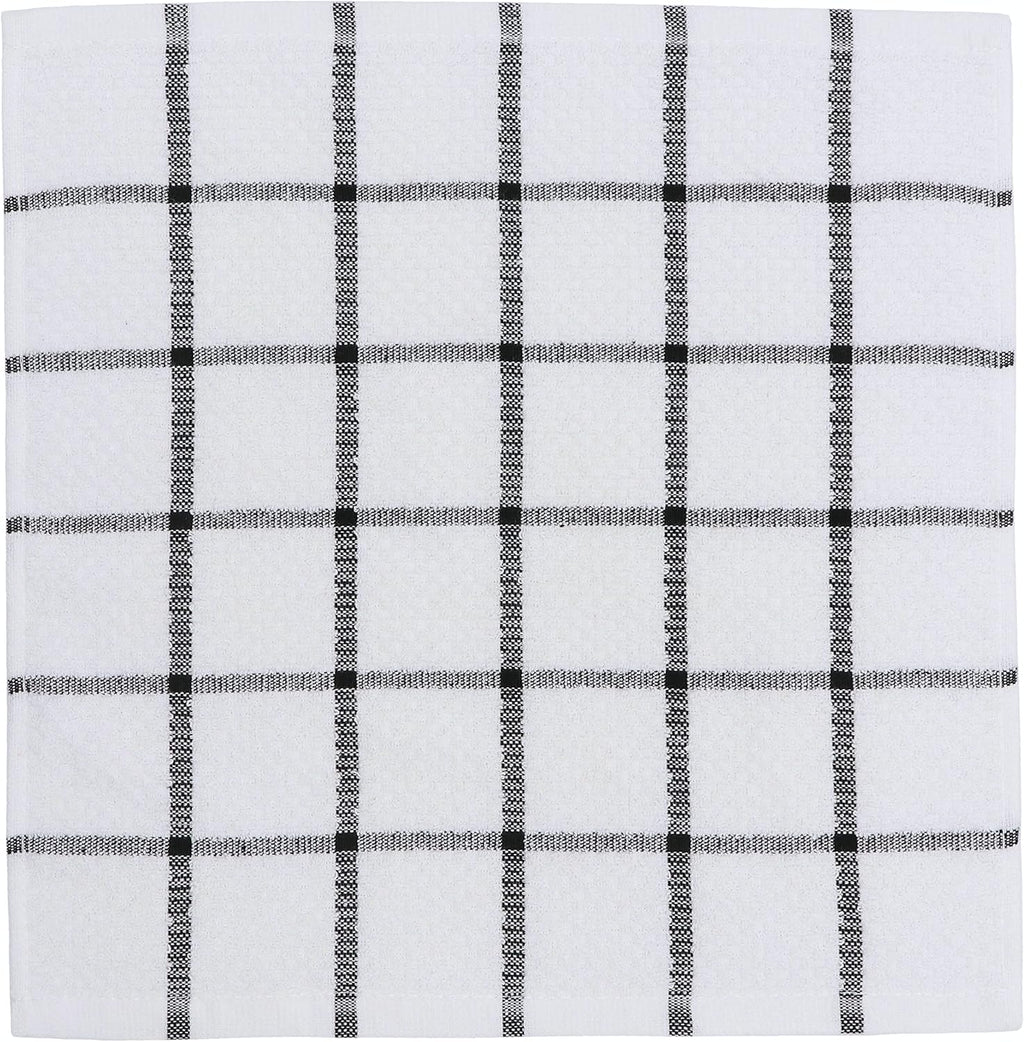 Cotton Dish Towels for Kitchen, Terry Dish Cloths for Washing Dishes, 12 x 12 Inches, Light and Soft, Quick Drying Dish Rags for Cleaning, 8pc/Set (Black)