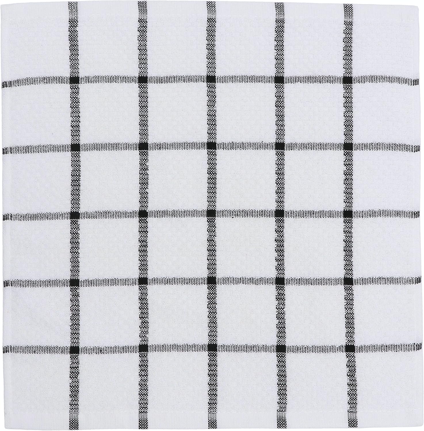 Cotton Dish Towels for Kitchen, Terry Dish Cloths for Washing Dishes, 12 x 12 Inches, Light and Soft, Quick Drying Dish Rags for Cleaning, 8pc/Set (Black)