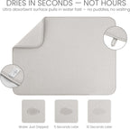Bellemain XXL Dish Mat Microfiber Dish Drying Mat, Super absorbent (Light Grey, 17" x 24")